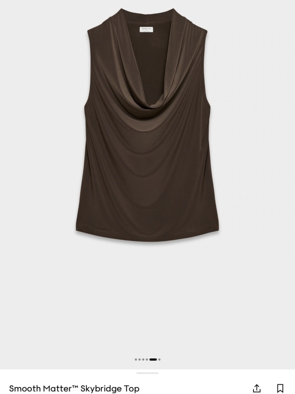 Aritiza Babaton Dark Brown Cowl Neck Sleeveless Top - Picture 4 of 4